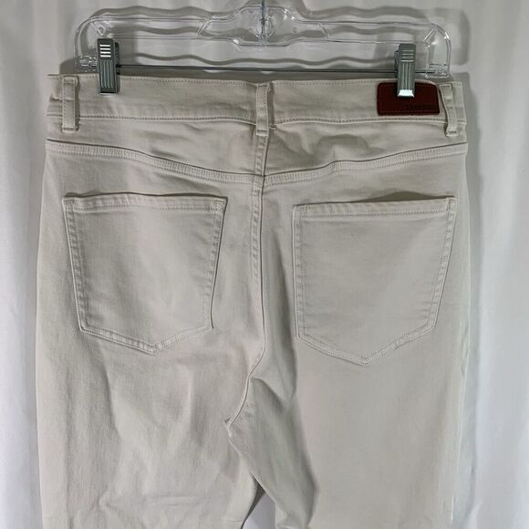 Express Skinny Jeans Women's 12R White Denim High Rise Raw Hem Cotton Blend - Picture 10 of 11